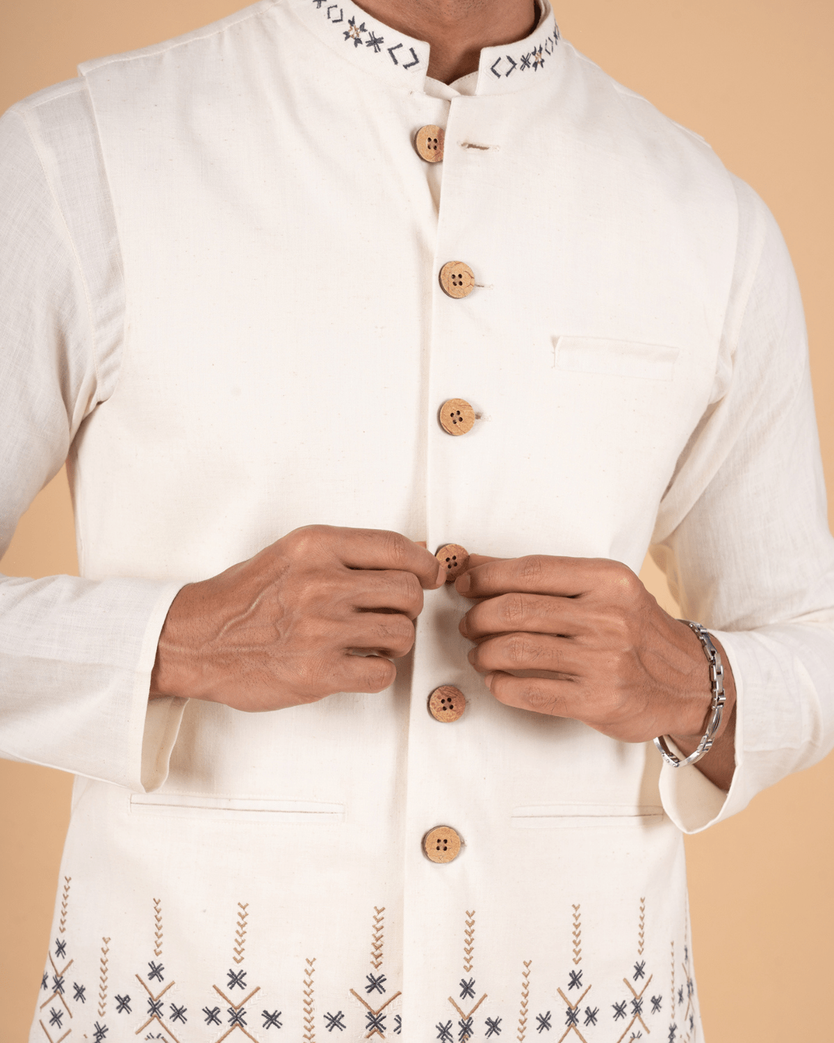 Natural Raw Embroidered Koti - Image 4