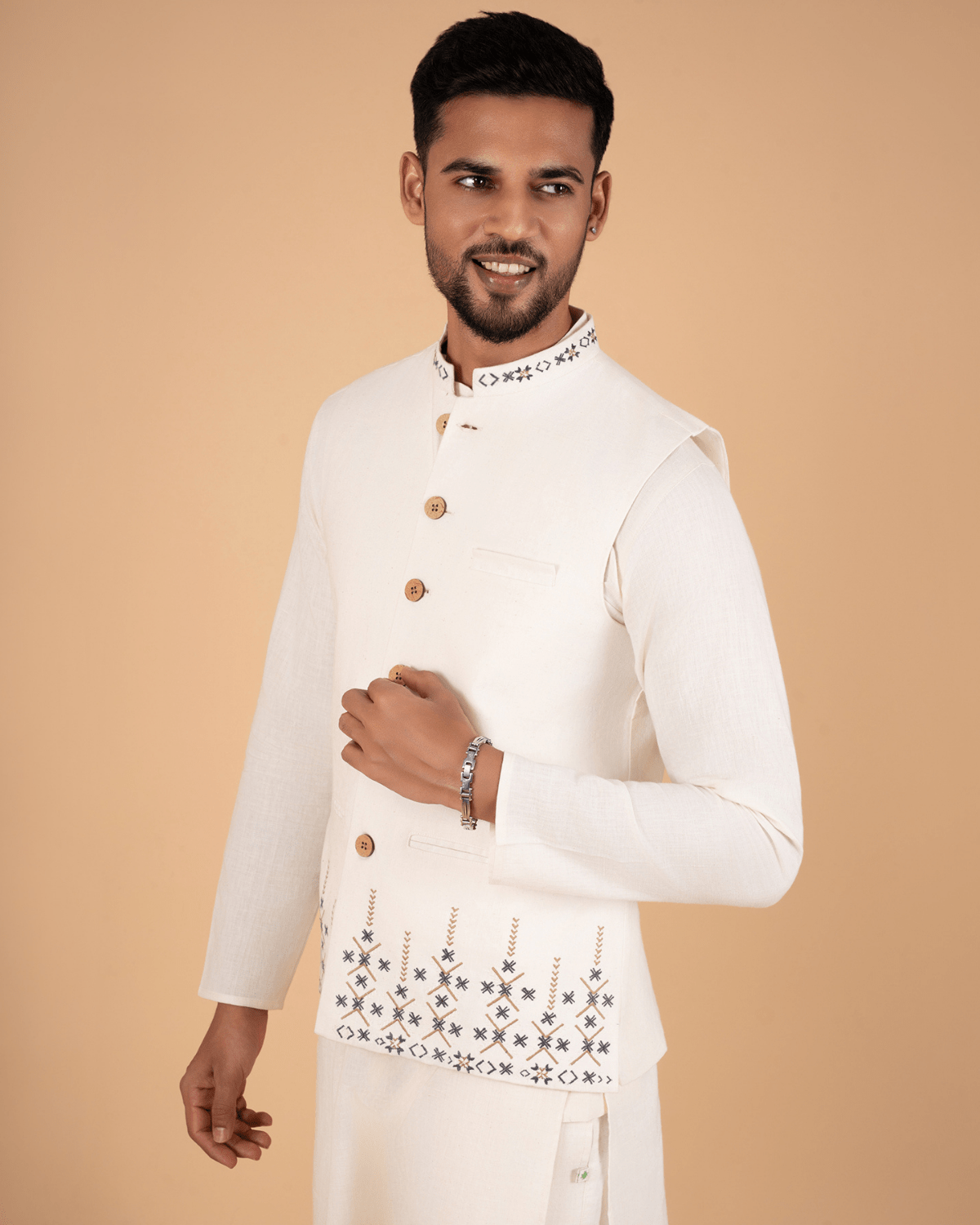 Natural Raw Embroidered Koti - Image 2