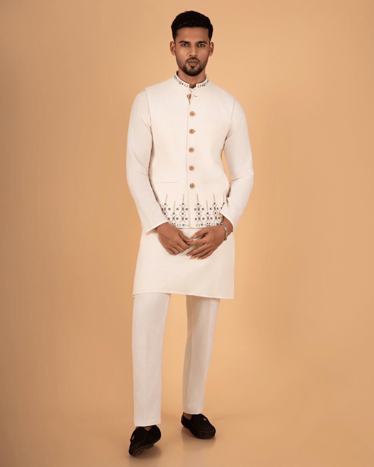 Natural Raw Embroidered Koti - Image 5