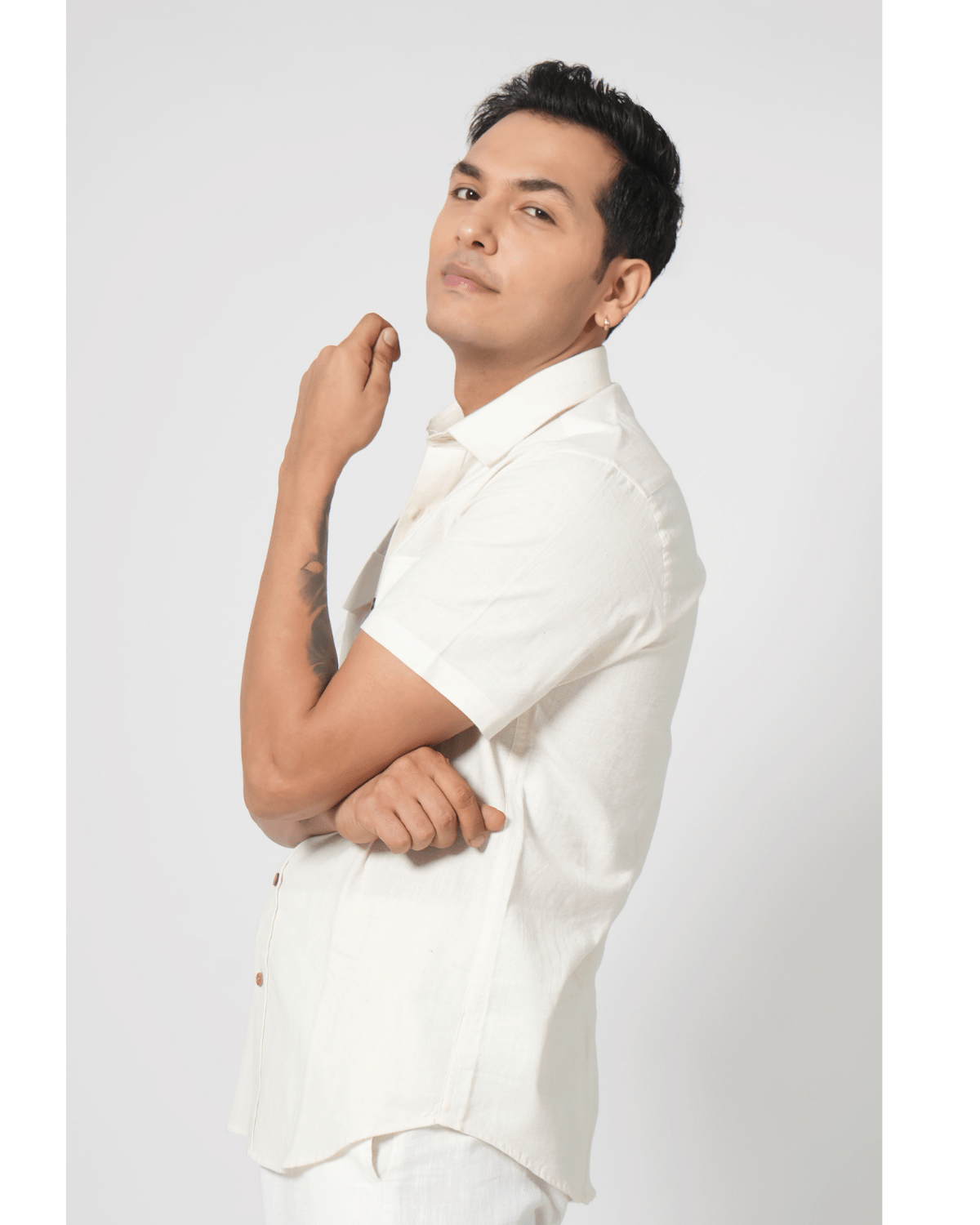 White Double Pocket Shirt - Image 3