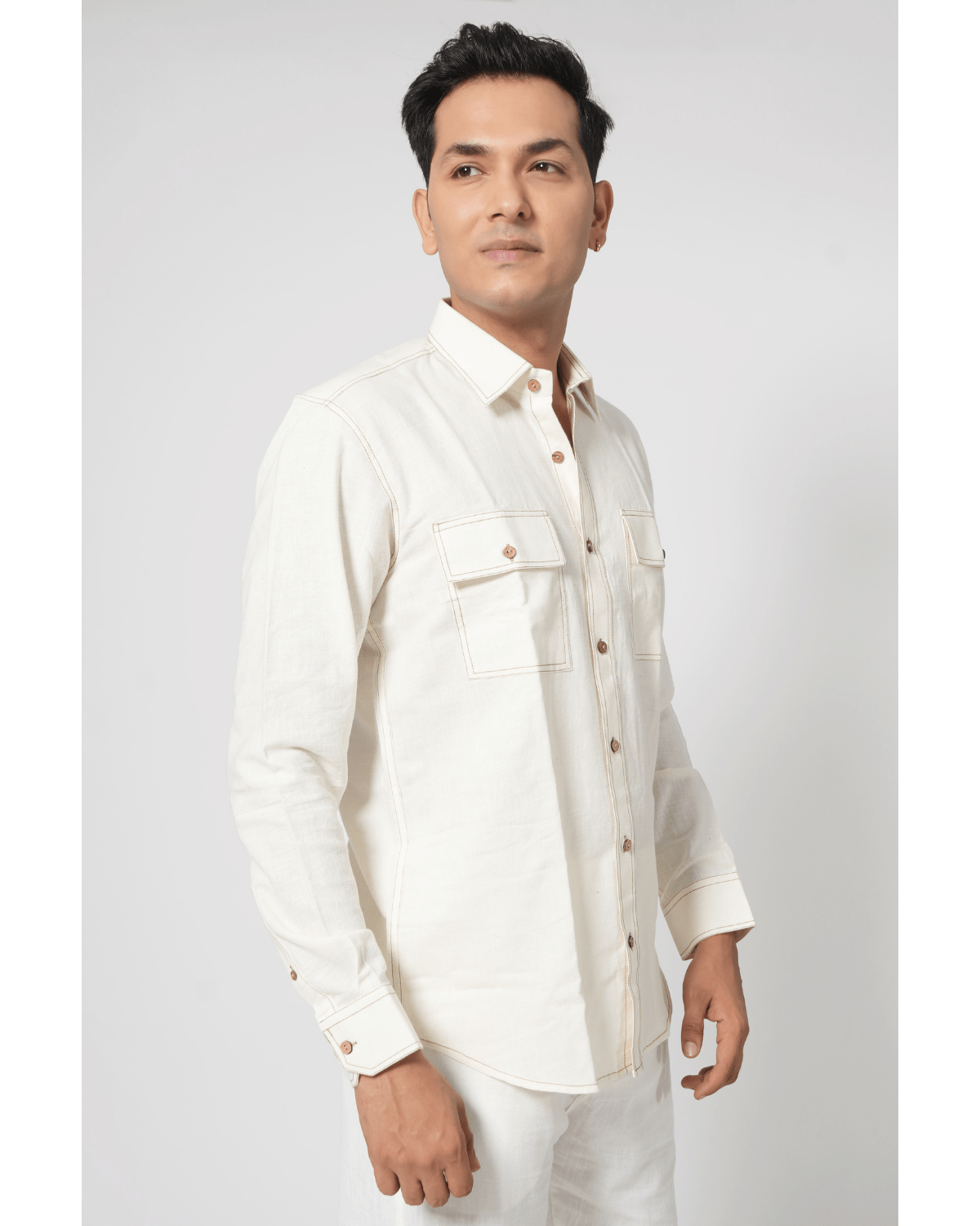 Natural Raw Double Pocket Shirt - Image 4