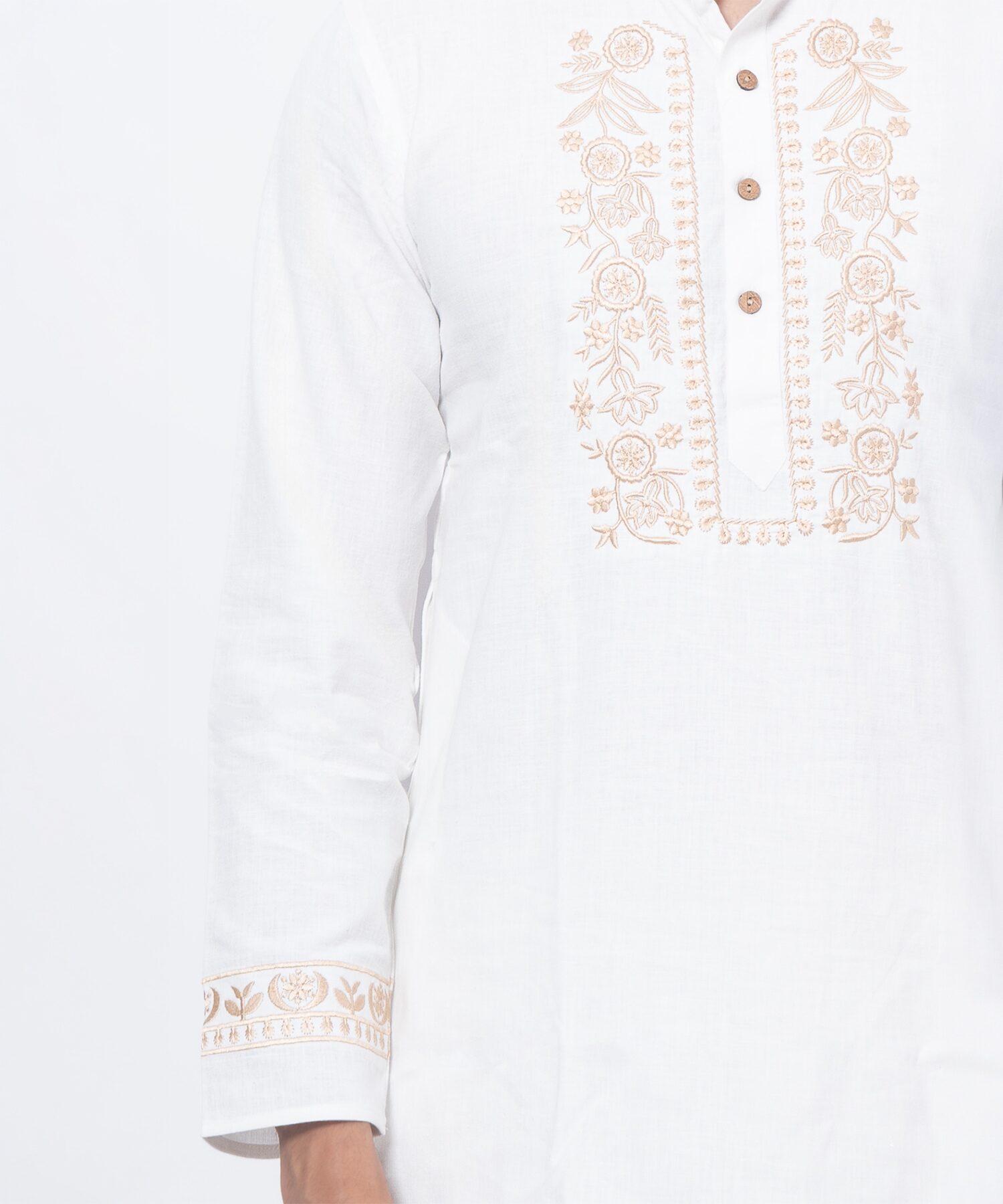 Elegant White Pushp Embroidered Kurta Set - Image 2