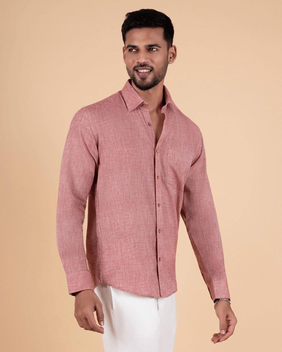 Earth Tone Full Sleeve Men Shirt - handmade chemical-free khadi from Feel Weaves