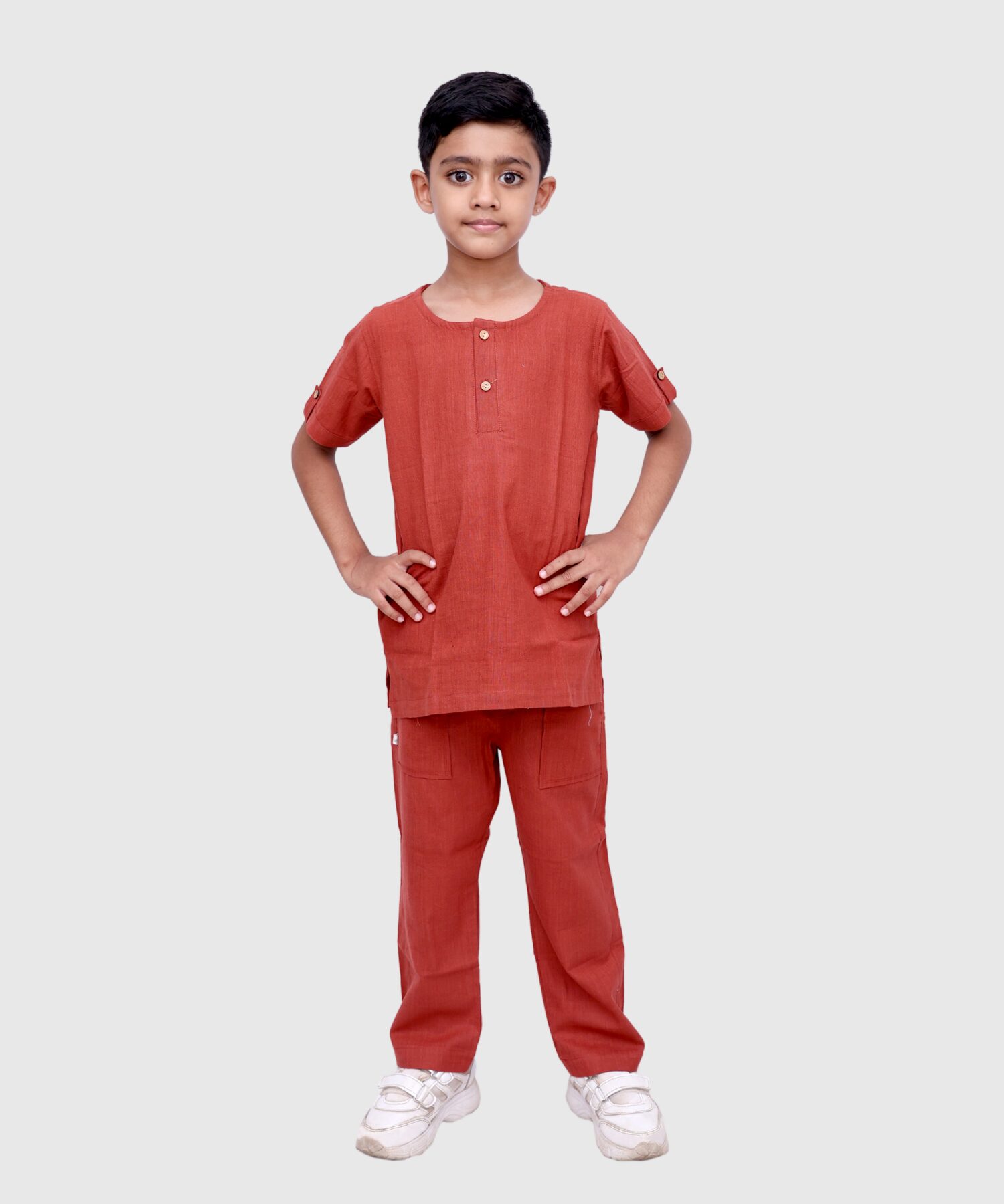 Rust Ember Co-ord Set - handmade chemical-free khadi from Feel Weaves