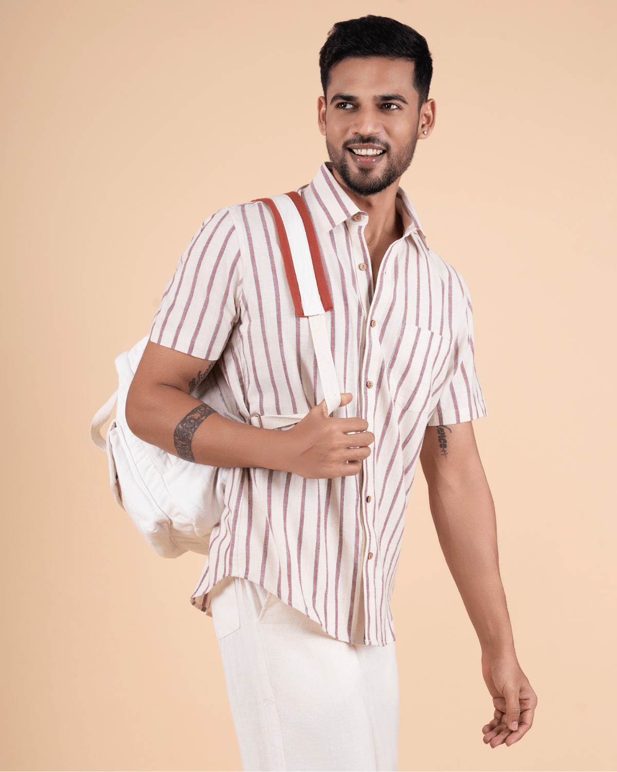 Rustic Stripe Half Sleeve Shirt - Image 2
