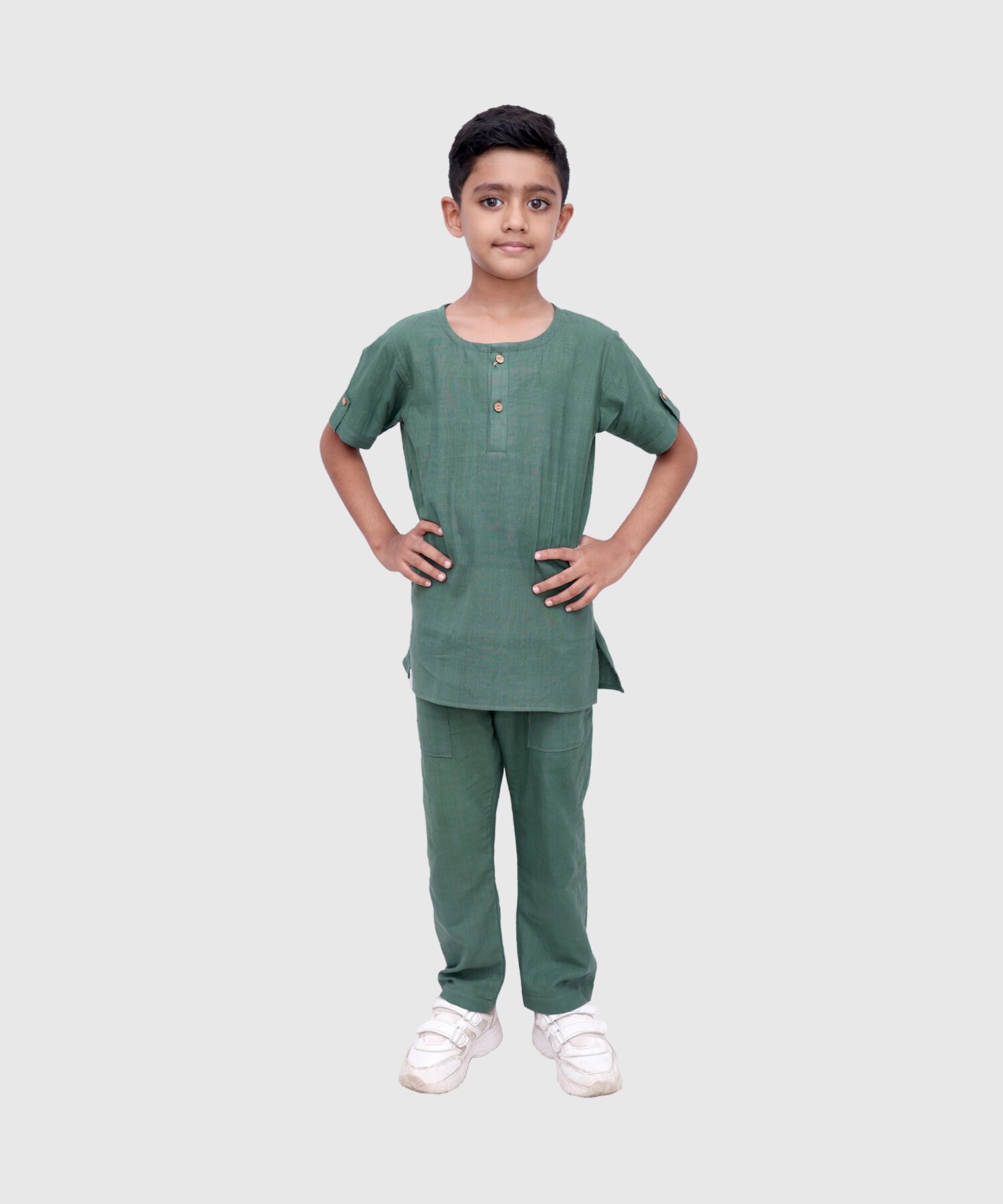 Verdant Trail Co-ord set - handmade chemical-free khadi from Feel Weaves