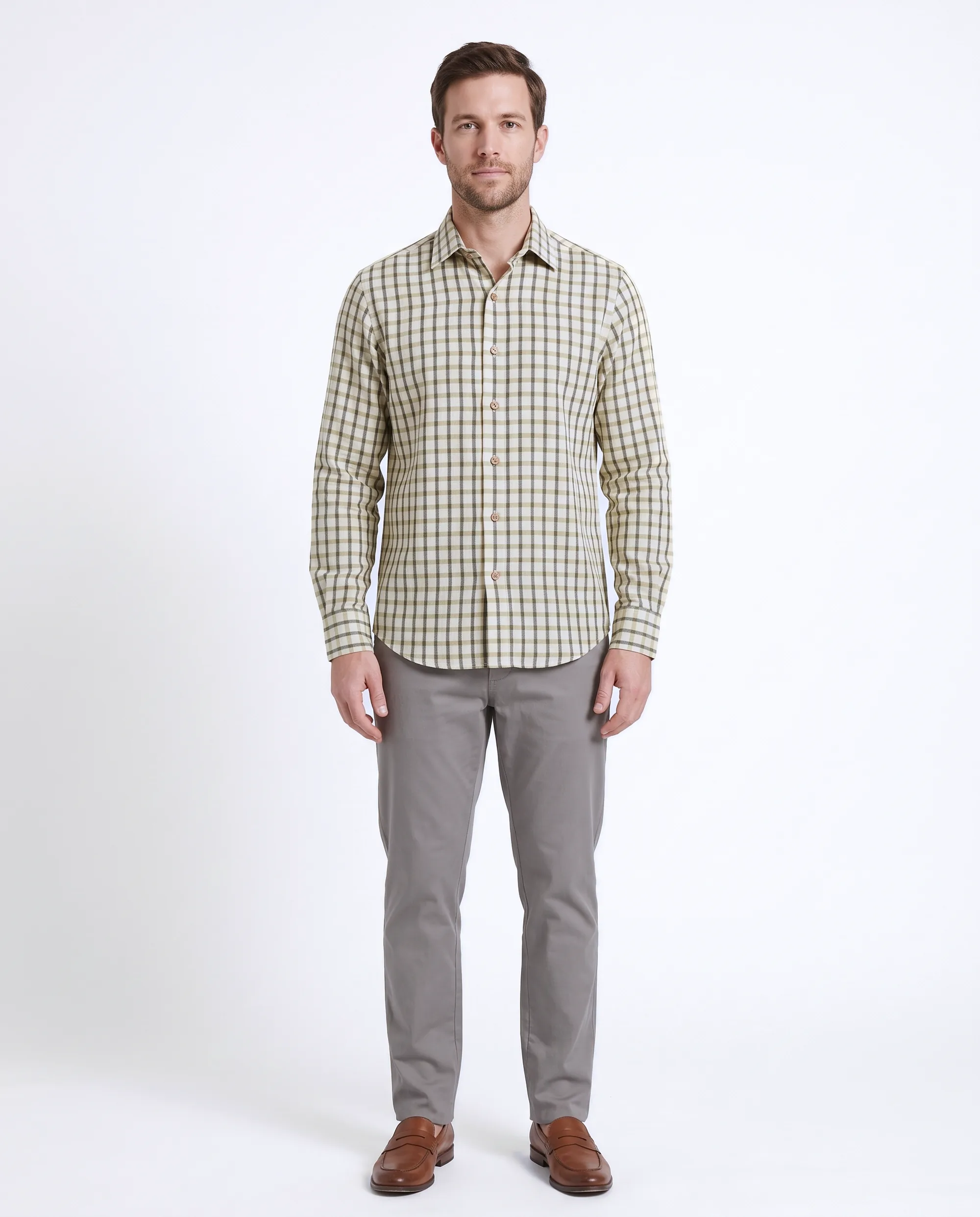 Olive Grid Shirt - handmade chemical-free khadi from Feel Weaves